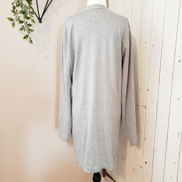 SOFT NEUTRAL LONG OPEN FRONT FINE KNIT SWEATER - Picture 9 of 11